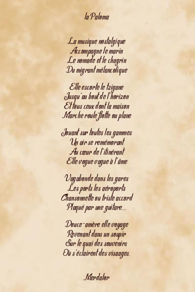 Le poème en image: La Paloma
