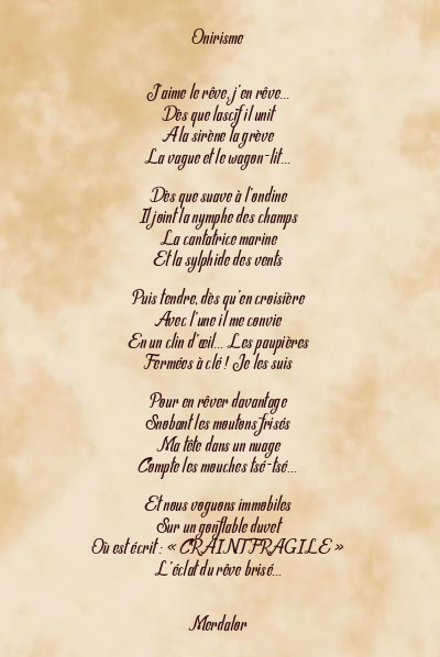 Le poème en image: Onirisme