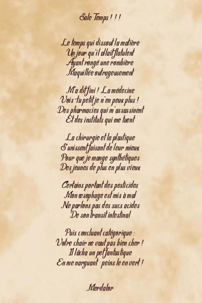 Le poème en image: Sale Temps ! ! !