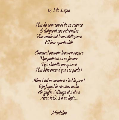 Le poème en image: Q. I De Lapin