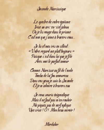 Le poème en image: Joconde Narcissique