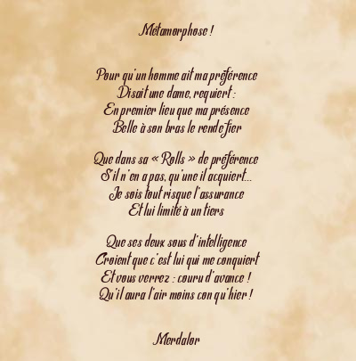 Le poème en image: Métamorphose !