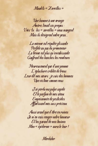 Le poème en image: Maudits « Zoreilles »