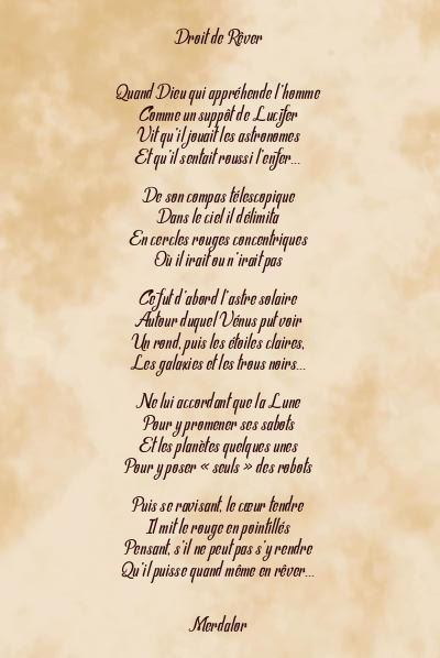 Le poème en image: Droit De Rêver