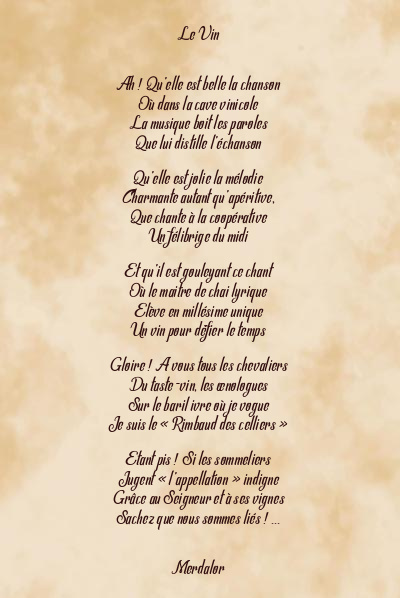Le poème en image: Le Vin