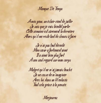 Le poème en image: Manque De Temps