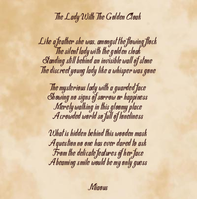 Le poème en image: The Lady With The Golden Cloak