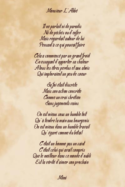 Le poème en image: Monsieur L’abbé