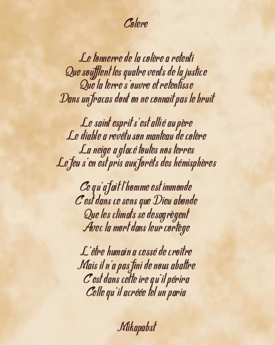 Le poème en image: Colere