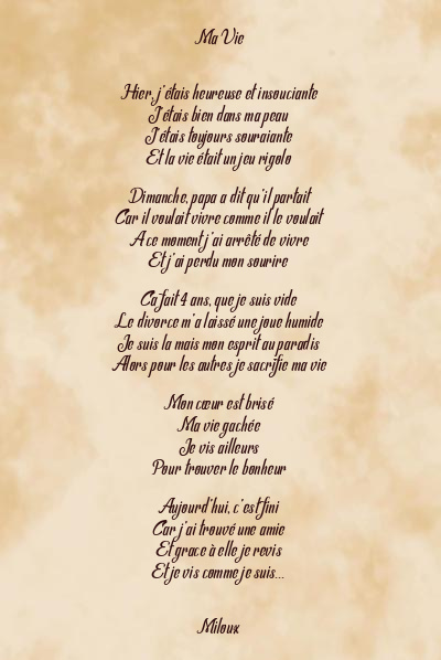 Le poème en image: Ma Vie