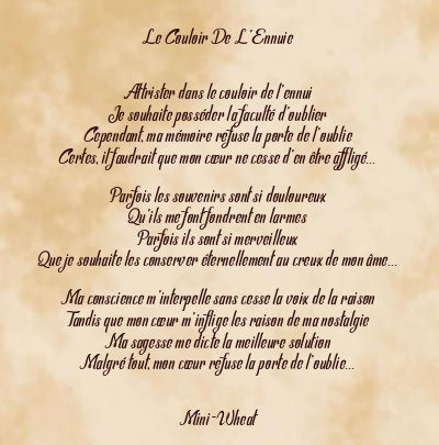 Le poème en image: Le Couloir De L’ennuie