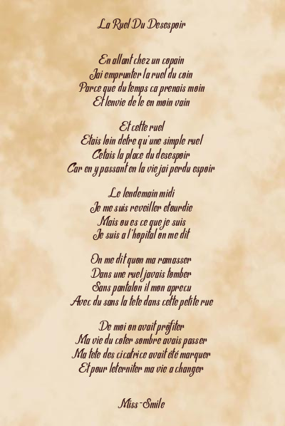 Le poème en image: La Ruel Du Desespoir