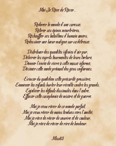 Le poème en image: Moi Je Rêve De Rêver…