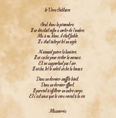 Le poème en image: Le Vers Solitaire