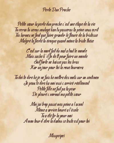 Le poème en image: Perte Dun Proche