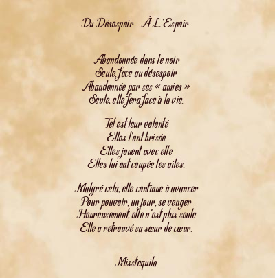 Le poème en image: Du Désespoir… À L’espoir.