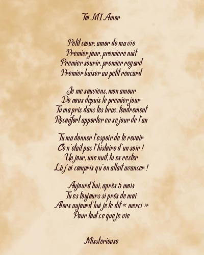 Le poème en image: Toi Mi Amor