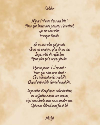 Le poème en image: Oublier