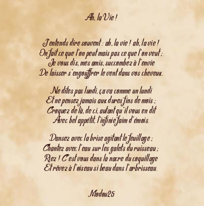 Le poème en image: Ah, La Vie !