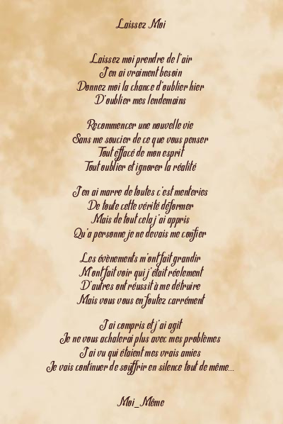 Le poème en image: Laissez Moi