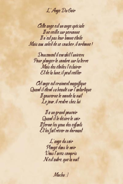 Le poème en image: L’ange Du Soir
