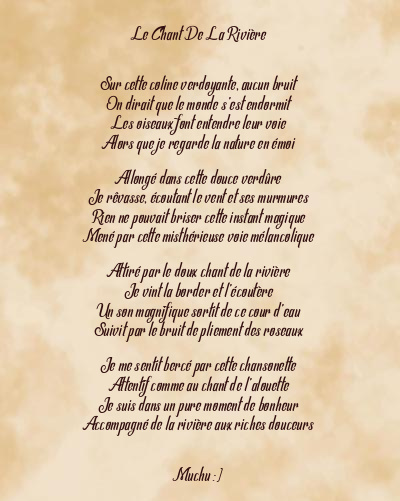 Le poème en image: Le Chant De La Rivière