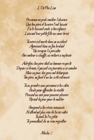 Le poème en image: L’orpheline