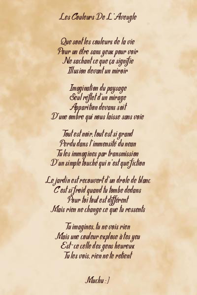 Le poème en image: Les Couleurs De L’aveugle
