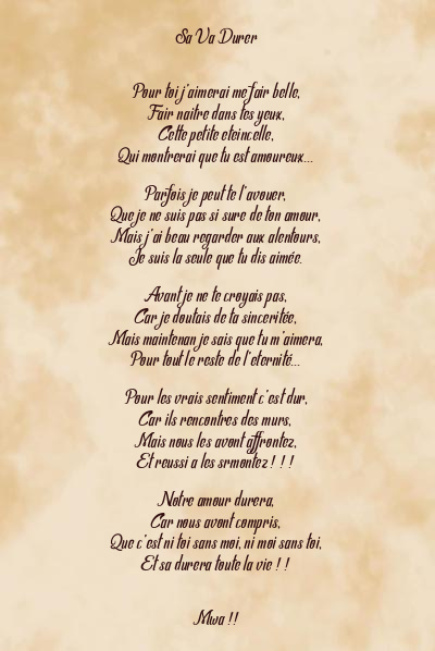 Le poème en image: Sa Va Durer