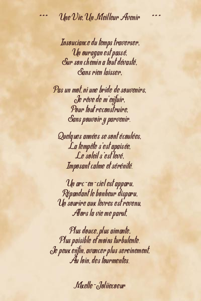 Le poème en image: ❤❤❤Une Vie, Un Meilleur Avenir❤❤❤