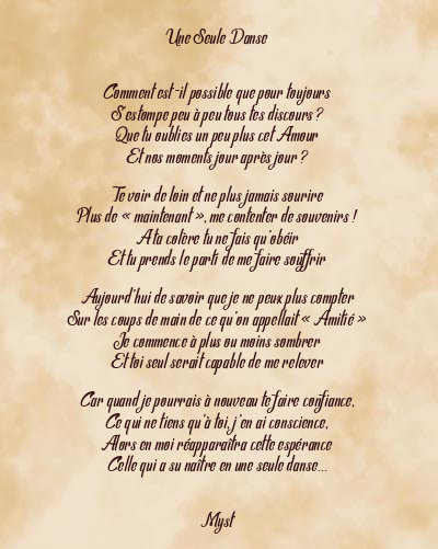 Le poème en image: Une Seule Danse