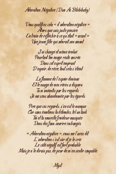 Le poème en image: Adoration Négative (Duo Ac Bibibibaby)