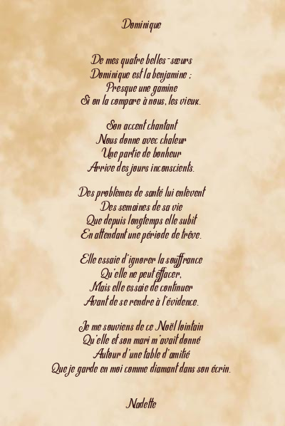 Le poème en image: Dominique