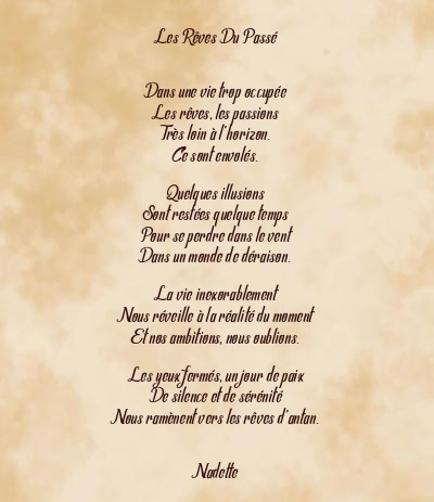 Le poème en image: Les Rêves Du Passé
