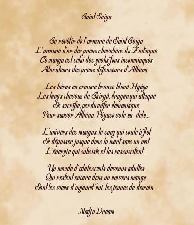 Le poème en image: Saint Seiya