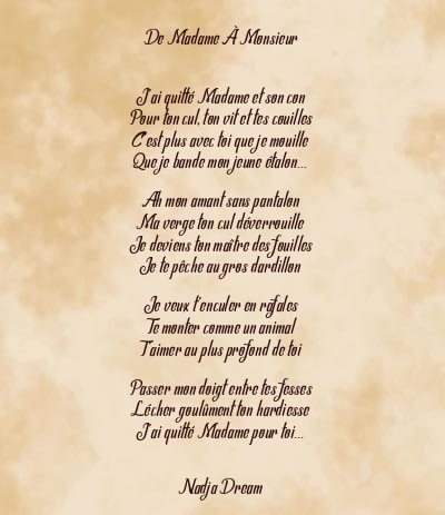 Le poème en image: De Madame À Monsieur