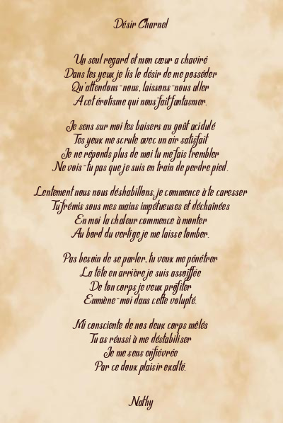 Le poème en image: Désir Charnel
