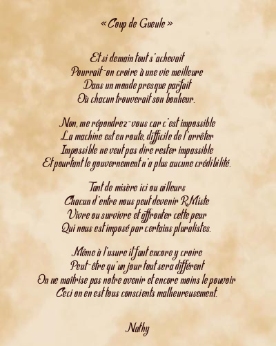 Le poème en image: « Coup De Gueule »