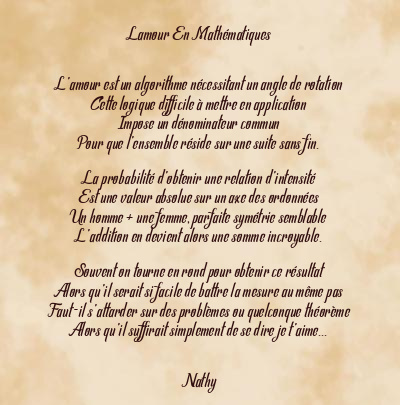 Le poème en image: Lamour En Mathématiques