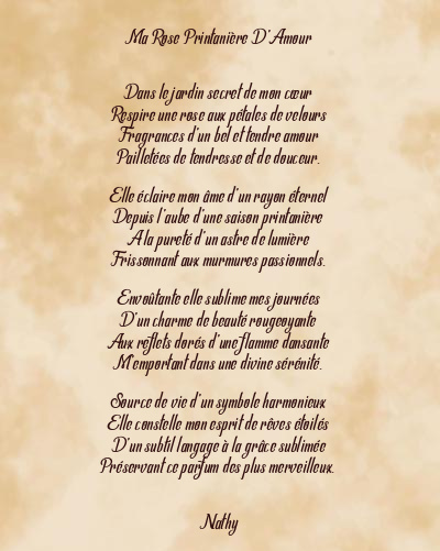 Le poème en image: Ma Rose Printanière D’amour