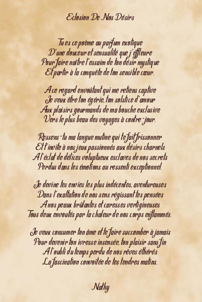 Le poème en image: Eclosion De Nos Désirs