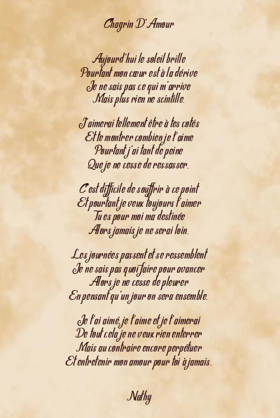 Le poème en image: Chagrin D’amour