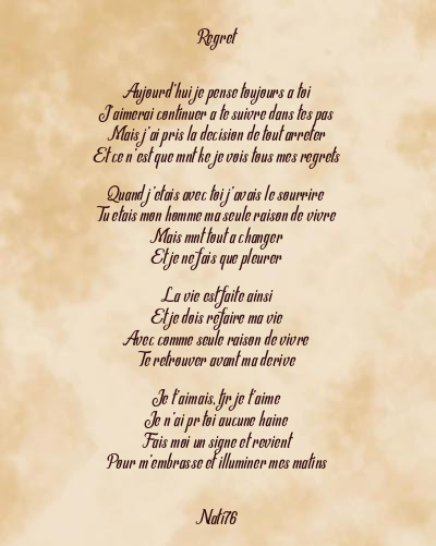 Le poème en image: Regret