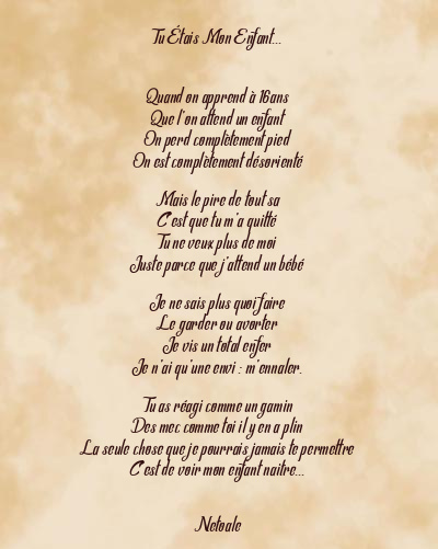 Le poème en image: Tu Étais Mon Enfant…