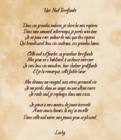 Le poème en image: Une Nuit Terrifiante