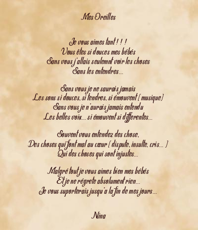 Le poème en image: Mes Oreilles
