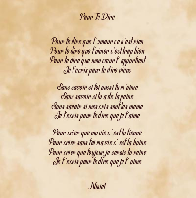 Le poème en image: Pour Te Dire