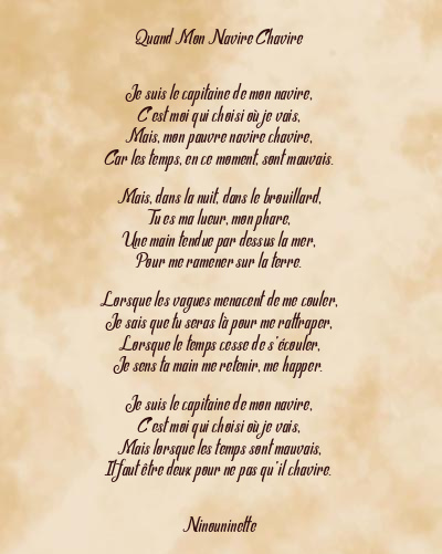 Le poème en image: Quand Mon Navire Chavire