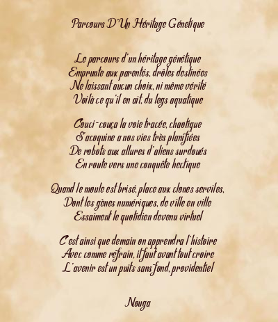 Le poème en image: Parcours D’un Héritage Génetique