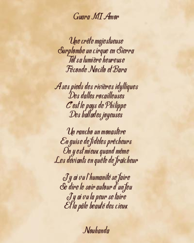 Le poème en image: Guara Mi Amor